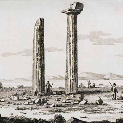 Ο Ναός του Απόλλωνα στην Κολόνα, στην Αίγινα, 1820.