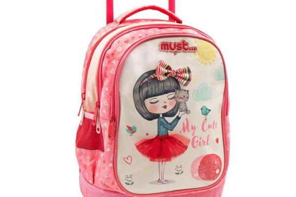 Must My Cute Girl Σχολική τσάντα δημοτικού με 3 θήκες